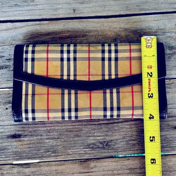 VTG Burberry Leather & Fabric Tri-Fold Wallet - Picture 12 of 13
